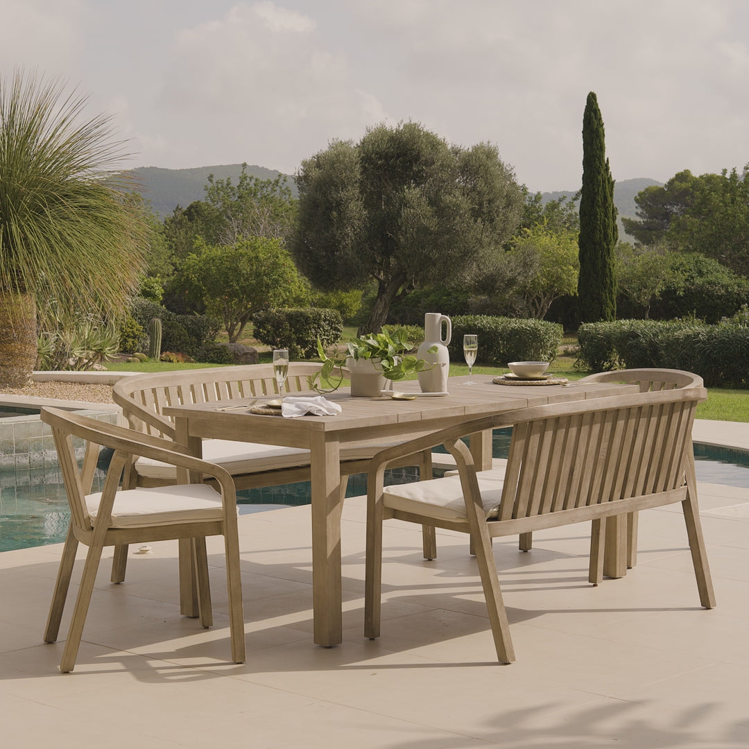 Palm Wppden 6 Seater Dining Set with Shiro - Laura James 