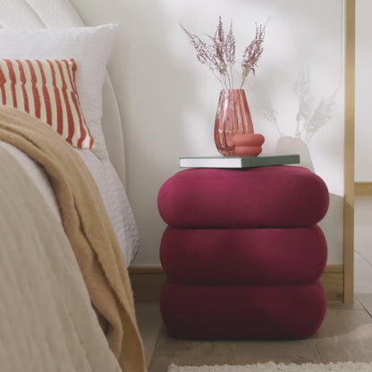 Fleur Footstool - Burgundy Red - Laura James 