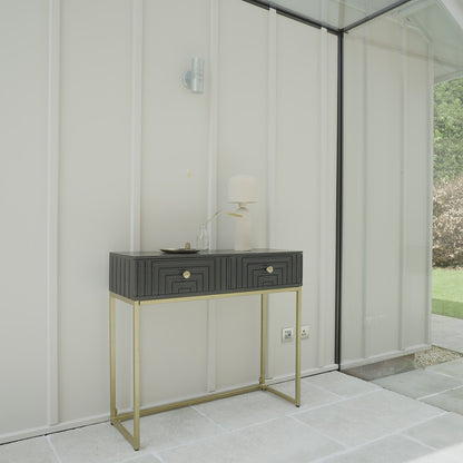 Rayna 2 Drawer Console Table - Jet Black - Laura James