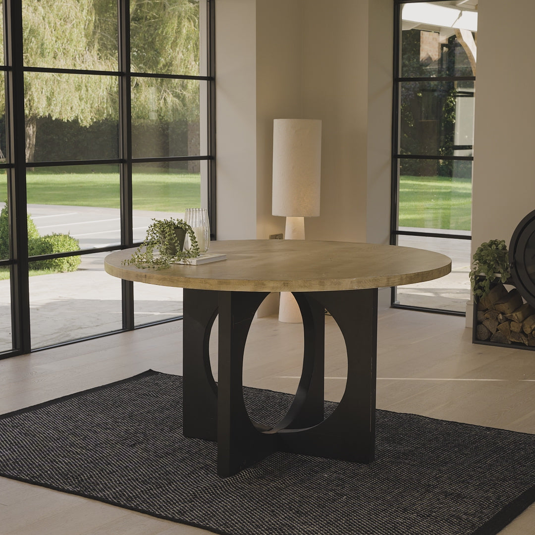 Jade Round Jet Black Mango Wood Dining Table - Laura James

