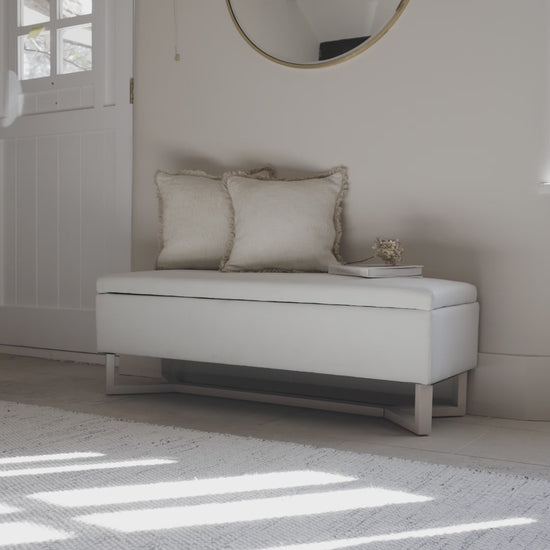 Norah Storage Ottoman - Ivory - Laura James 