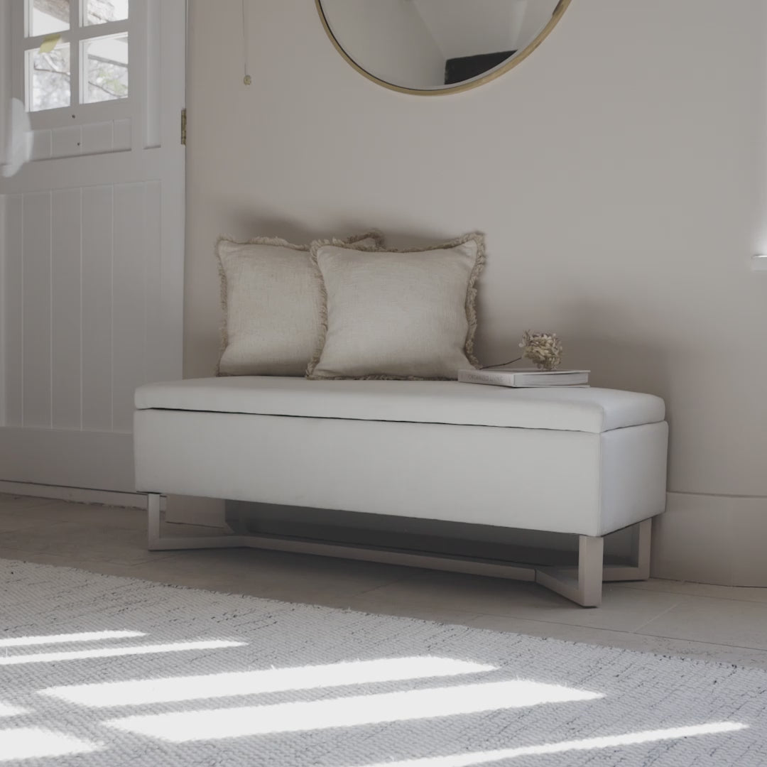 Norah Storage Ottoman - Ivory - Laura James 