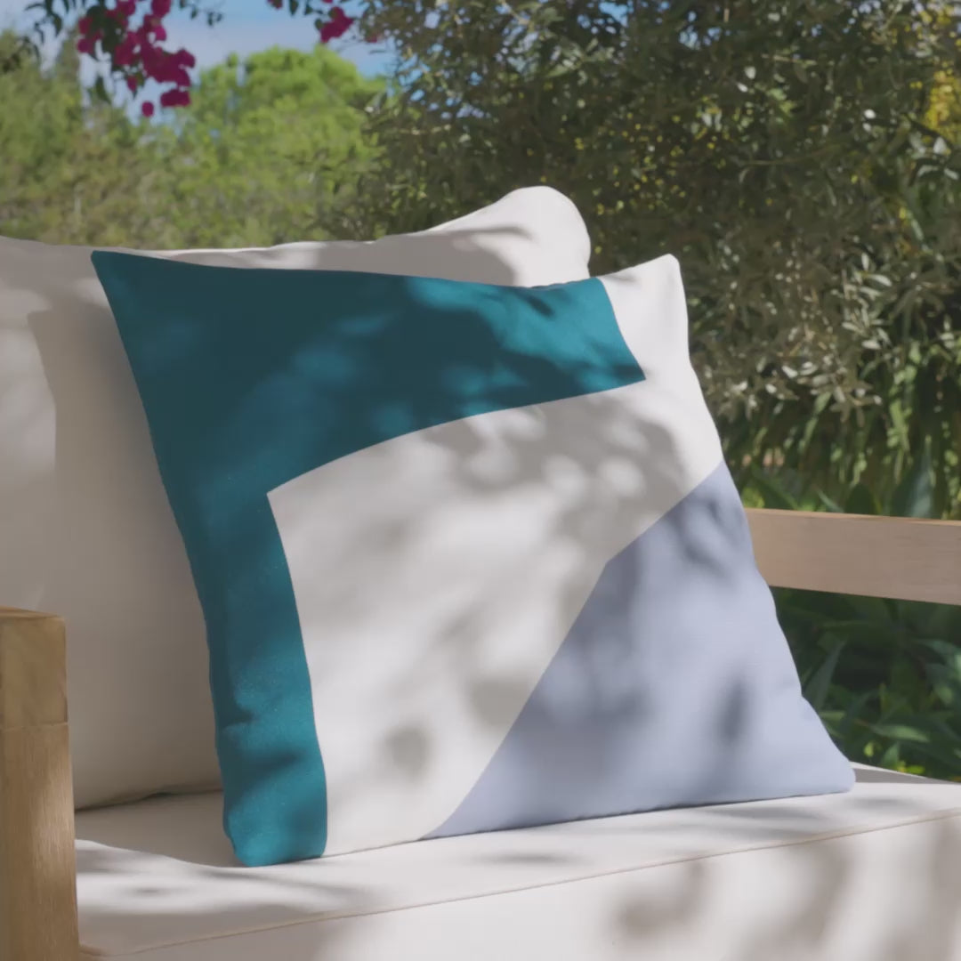 Salcombe 50x50cm Outdoor Cushion Cover - Teal and Cornflower Blue - Laura James
