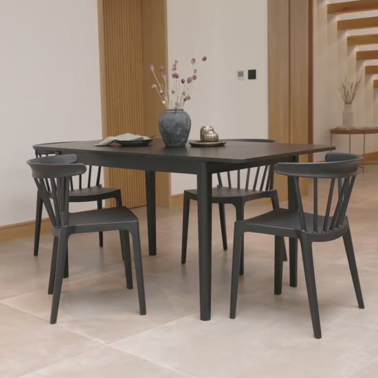 Paul Large Black Oak Extending Dining Table Set -   Seater - Agatha Black Dining Chairs - Laura James