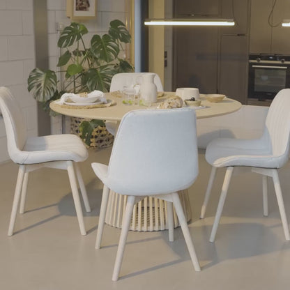Willow Whitewash Round 4 Seater with Bella Boucle Dining Chairs with Whitewash Legs