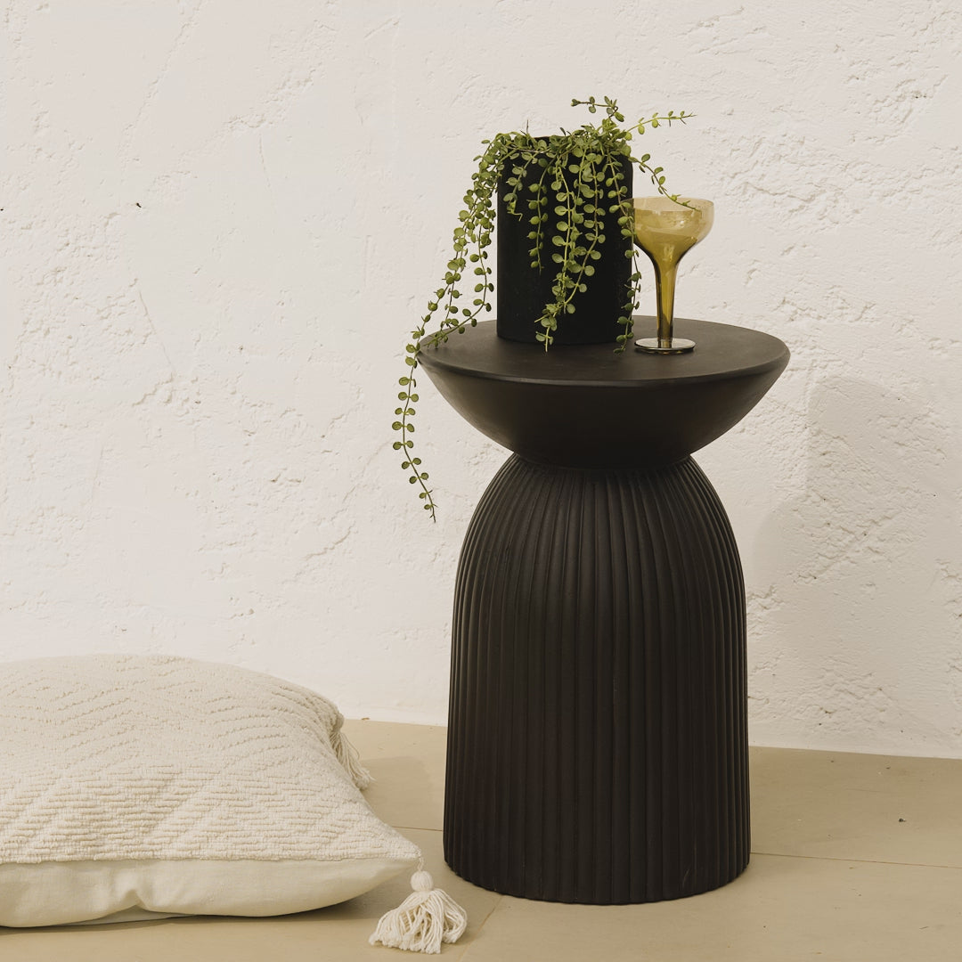 Zaliki Black Round Side Table - Laura James 
