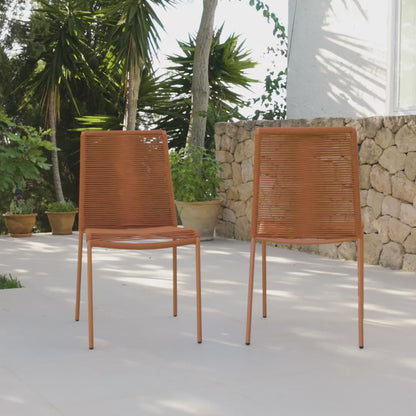 Ryder Burnt Orange Rope Garden Chairs - Set of 2