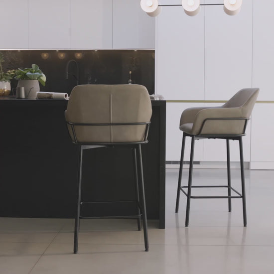 Reagan Almond Brown Bar Stool - Metal Legs - Laura James 