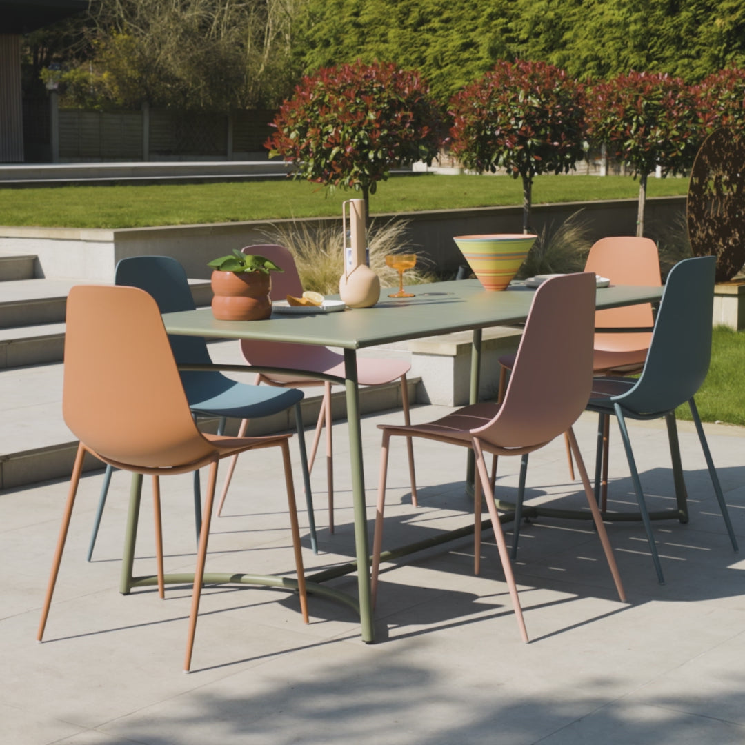 Wilder 6 Seater Metal Garden Dining Set with Wren Chairs - Laura James 