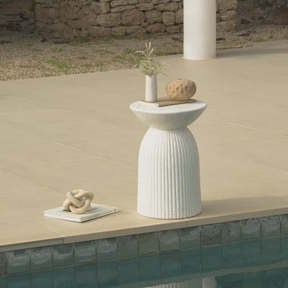 Zaliki Round Side Table - Paprika Mother of Pearl Terrazzo - Laura James 
