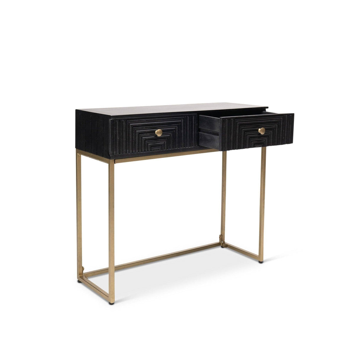 Rayna 2 Drawer Console Table - Jet Black - Laura James