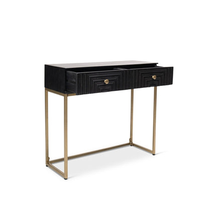 Rayna 2 Drawer Console Table - Jet Black - Laura James