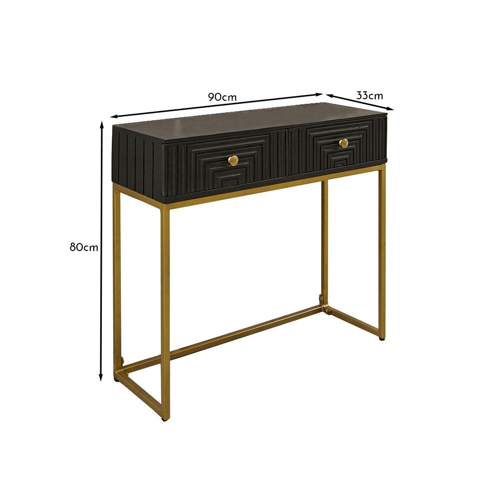 Rayna 2 Drawer Console Table - Jet Black - Laura James