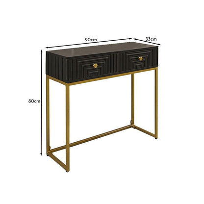 Rayna 2 Drawer Console Table - Jet Black - Laura James