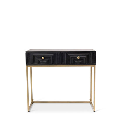 Rayna 2 Drawer Console Table - Jet Black - Laura James