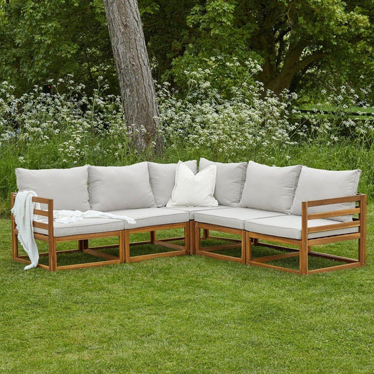 Rowan Natural 5 Seater Outdoor Wooden Sofa Set - Laura James