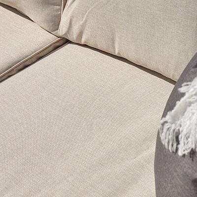 Rowan 3 Seater Wooden Garden Sofa - Footstool & Coffee Table - Sand