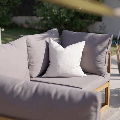 Rowan 3 Seater Wooden Garden Sofa Set With Footstool and Coffee Table - Laura James