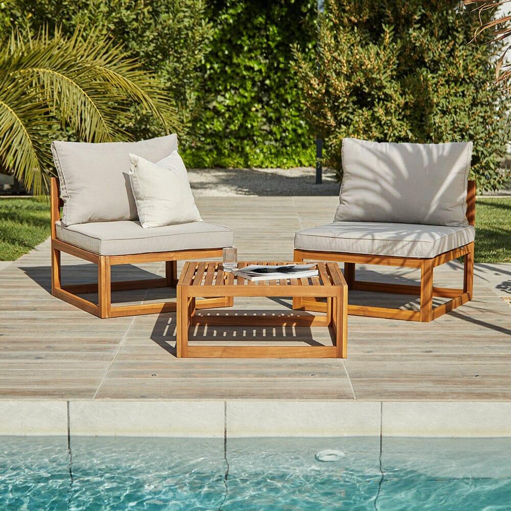 Rowan 2 Chairs and Coffee Table Set - Natural - Laura James