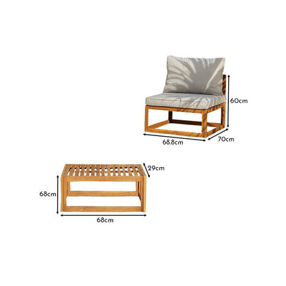 Rowan Wooden Garden 2 Chairs and Coffee Table Set - Natural - Laura James