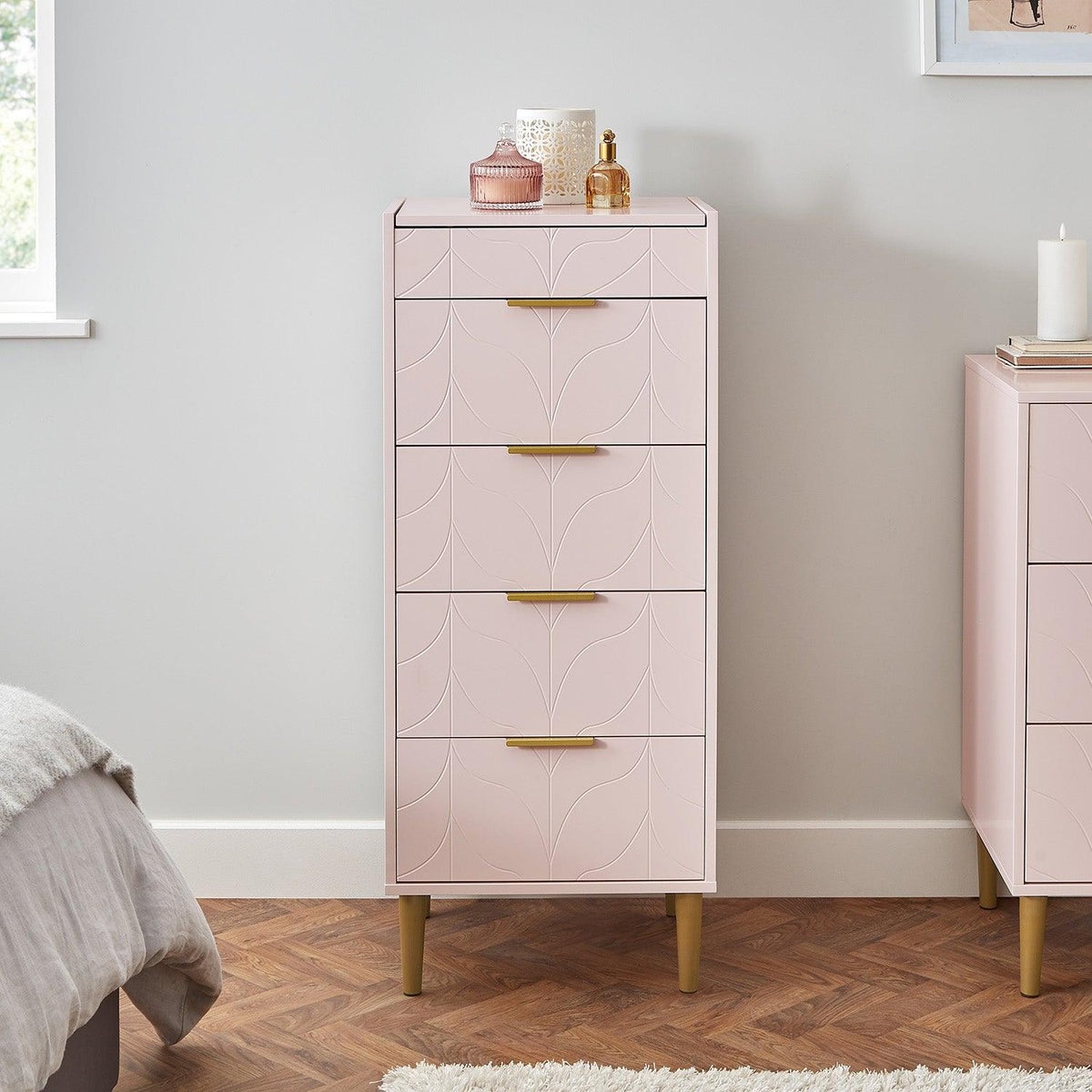Gloria wardrobe and drawers set -3 drawer chest of drawers - pink - Laura James