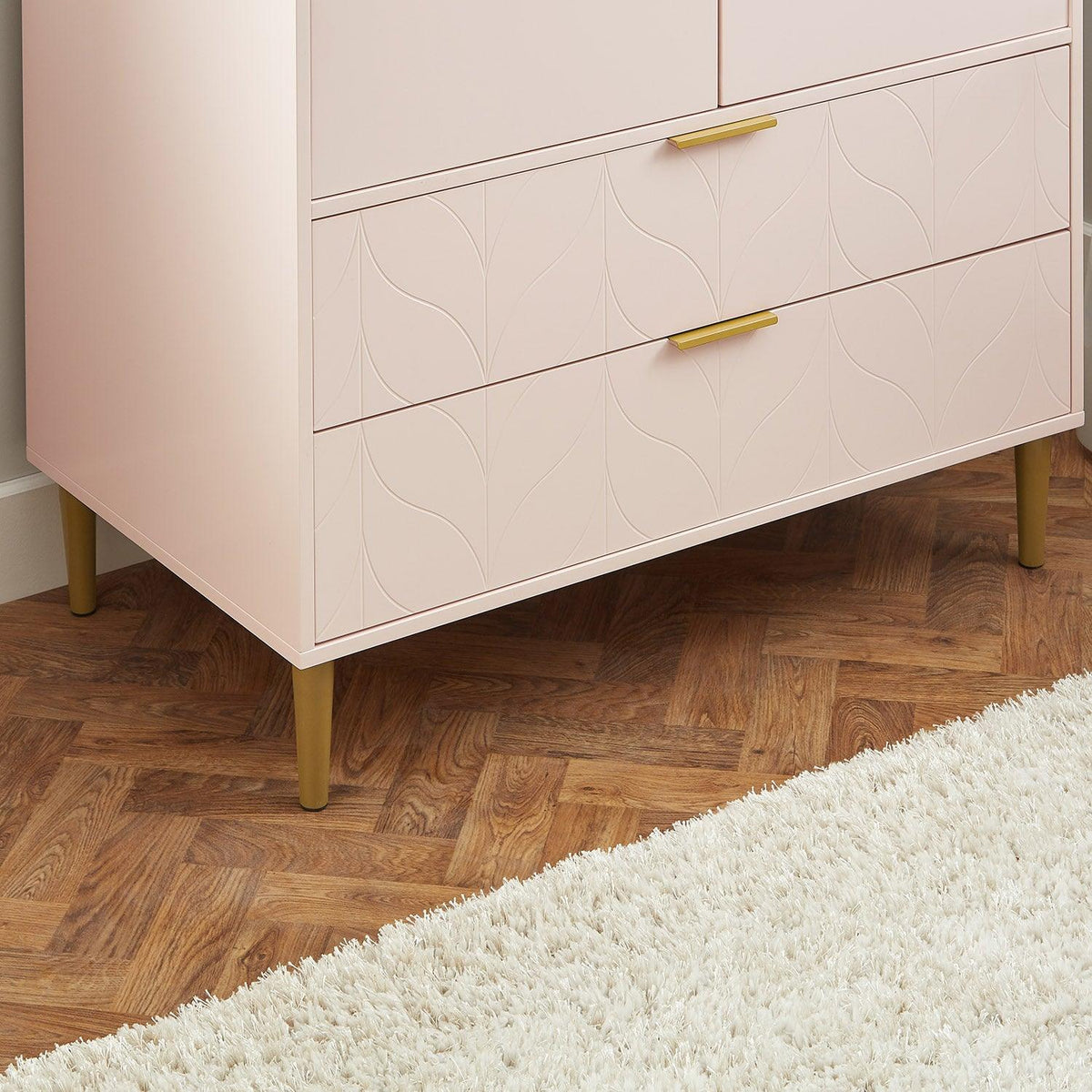 Gloria wardrobe and drawers set -3 drawer chest of drawers - pink - Laura James