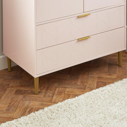 Gloria wardrobe and drawers set -3 drawer chest of drawers - pink - Laura James