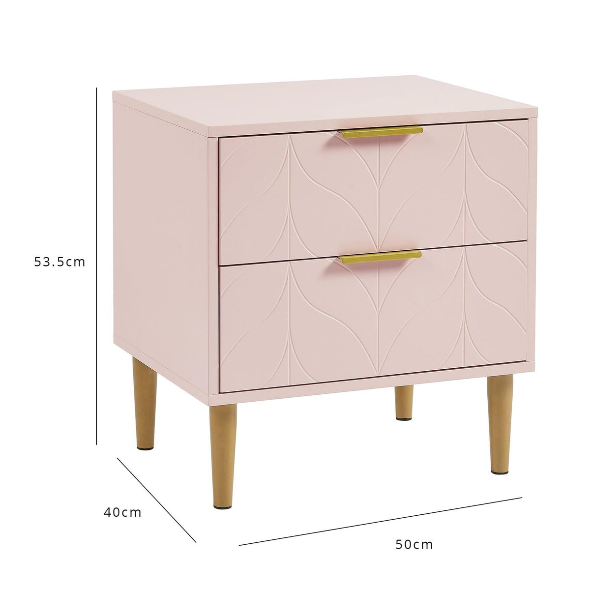 Set-Gloria Bedside Table - 3 Drawer Chest - Tallboy & Wardrobe - Blush Pink