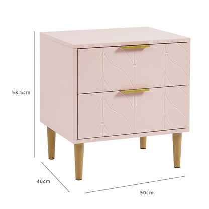 Set-Gloria Bedside Table - 3 Drawer Chest - Tallboy & Wardrobe - Blush Pink