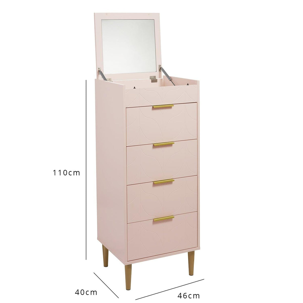 Set-Gloria Bedside Table - 3 Drawer Chest - Tallboy & Wardrobe - Blush Pink