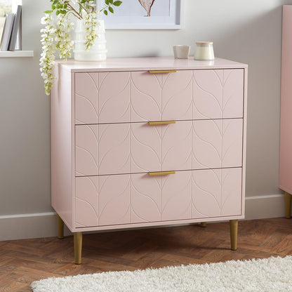 Gloria wardrobe and drawers set -3 drawer chest of drawers - pink - Laura James