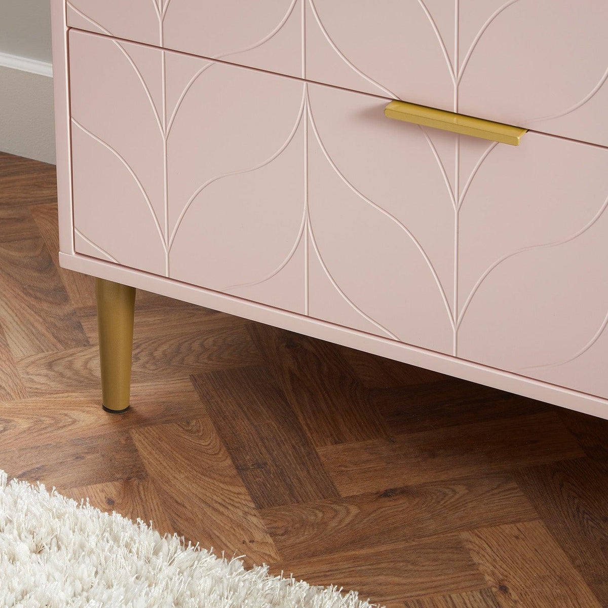 Gloria wardrobe and drawers set -3 drawer chest of drawers - pink - Laura James
