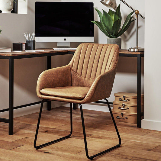 Sheffield office chair – tan – faux leather - Laura James