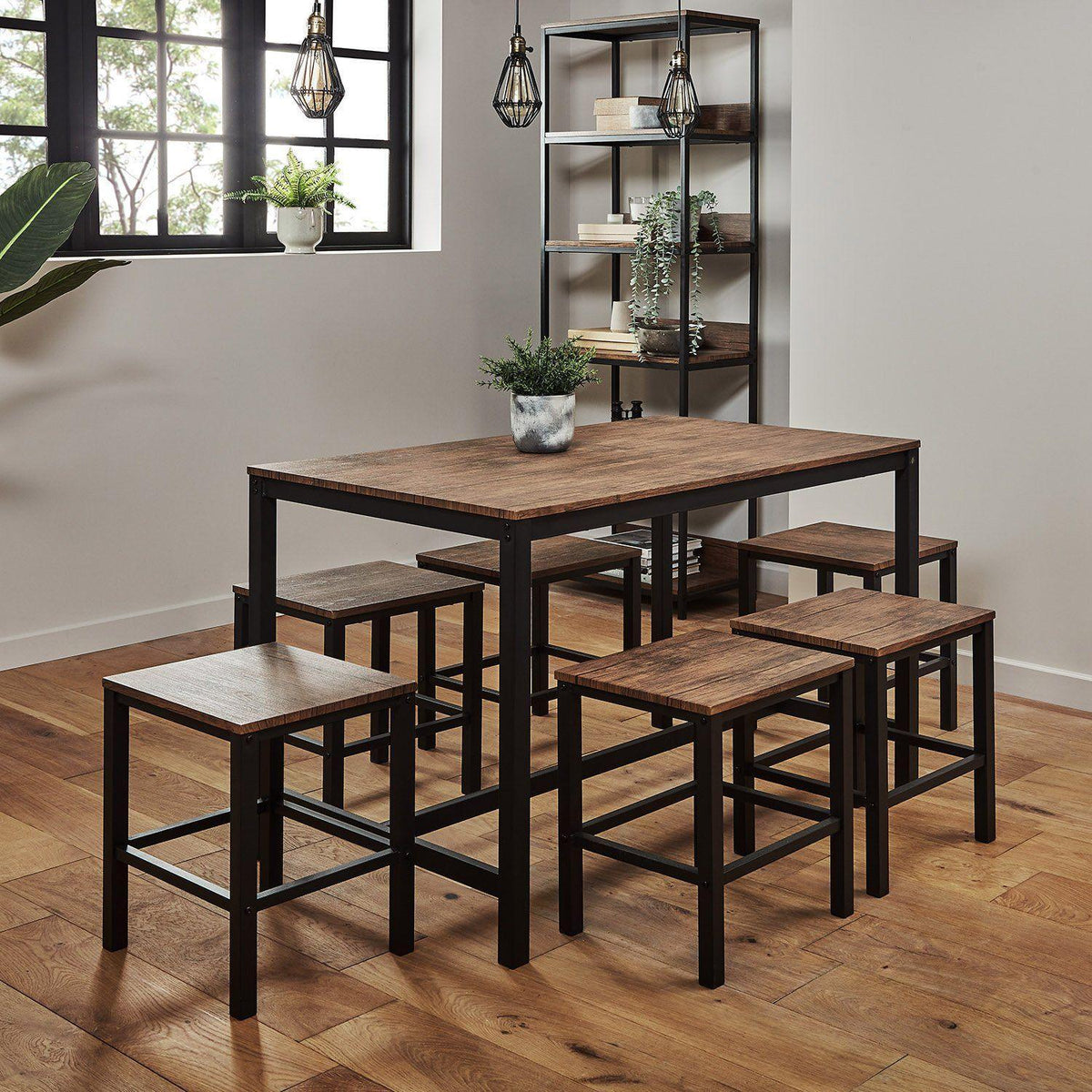 Sheffield dining table set – 6 seater – 6 stools - Laura James