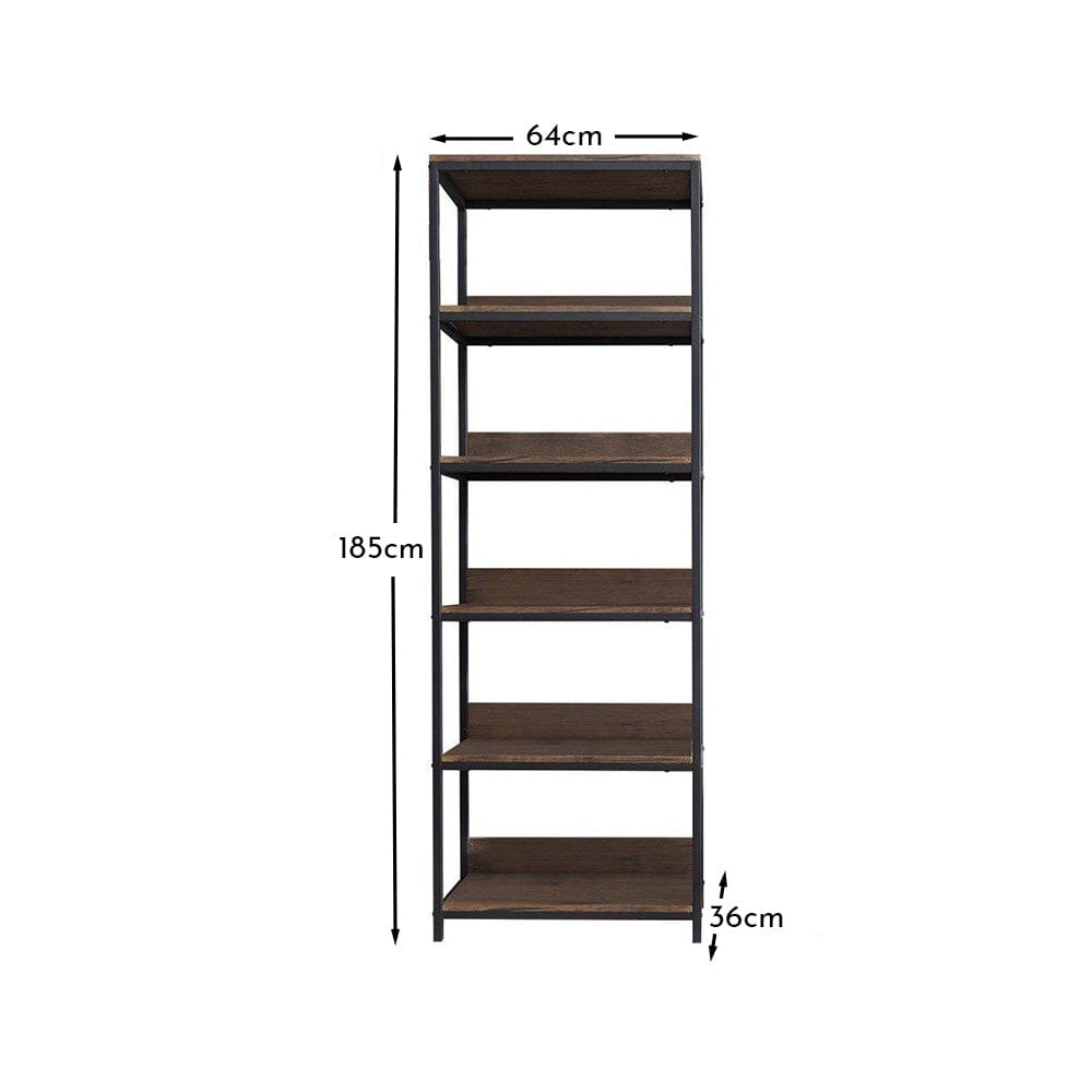 Sheffield Wooden Tall Bookcase - Black Metal Frame - Laura James