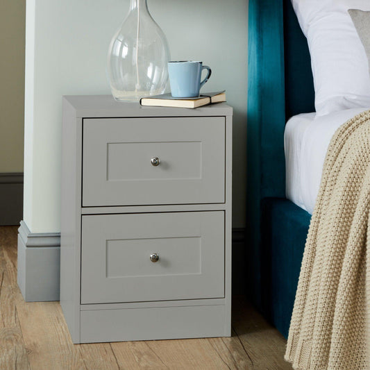 Stevie Shaker Style Bedside Table Grey - Laura James