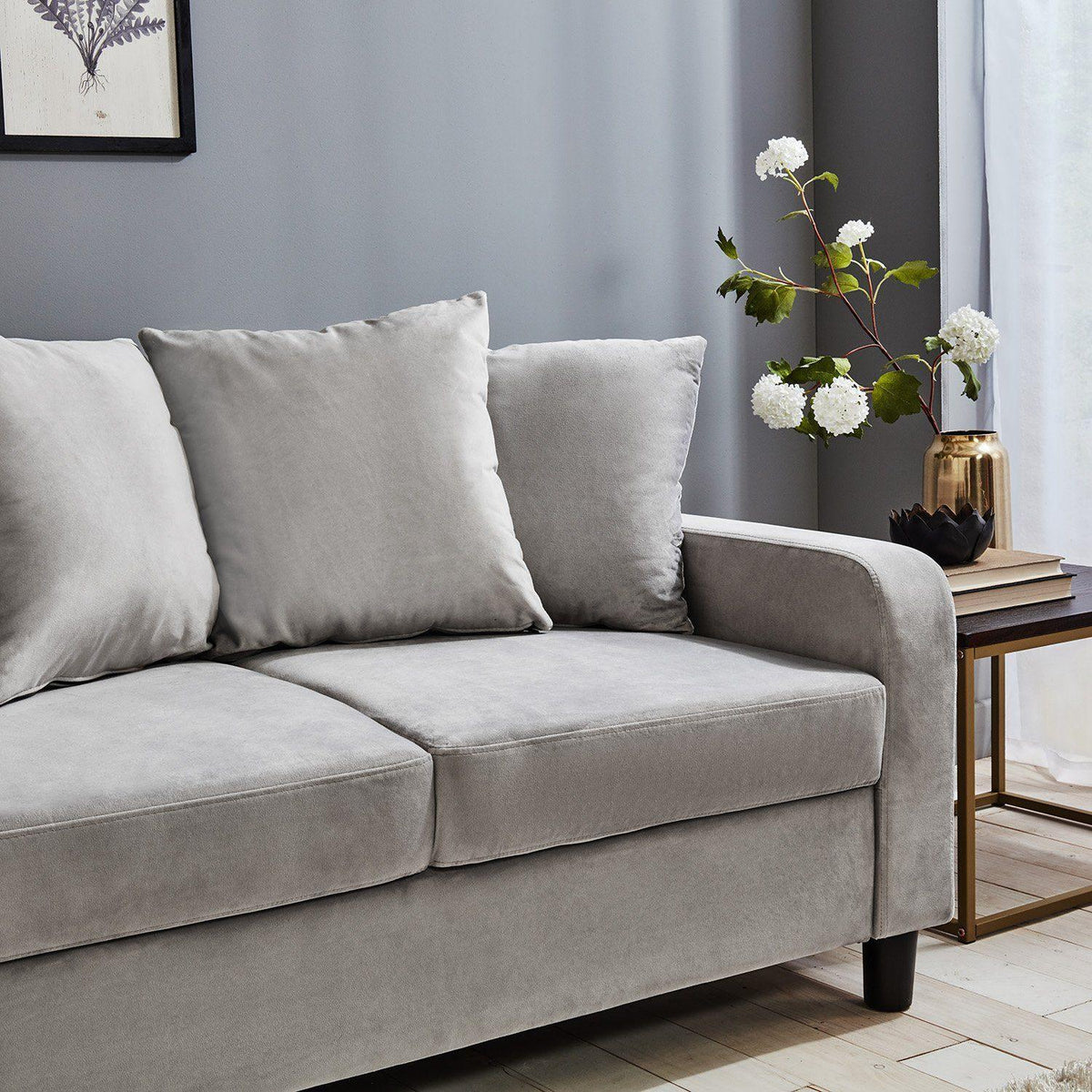 Tracy 2 seater sofa - grey velvet - Laura James