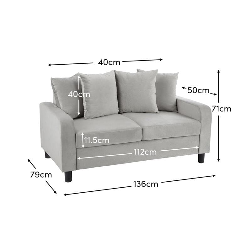 Tracy 2 seater sofa - grey velvet - Laura James
