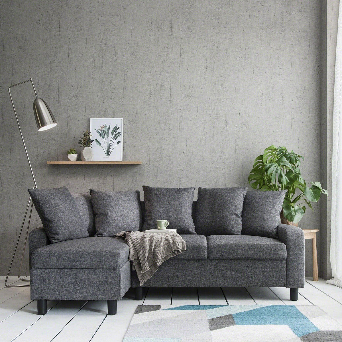 Corner Sofa - Left & Right Side - Grey - Laura James