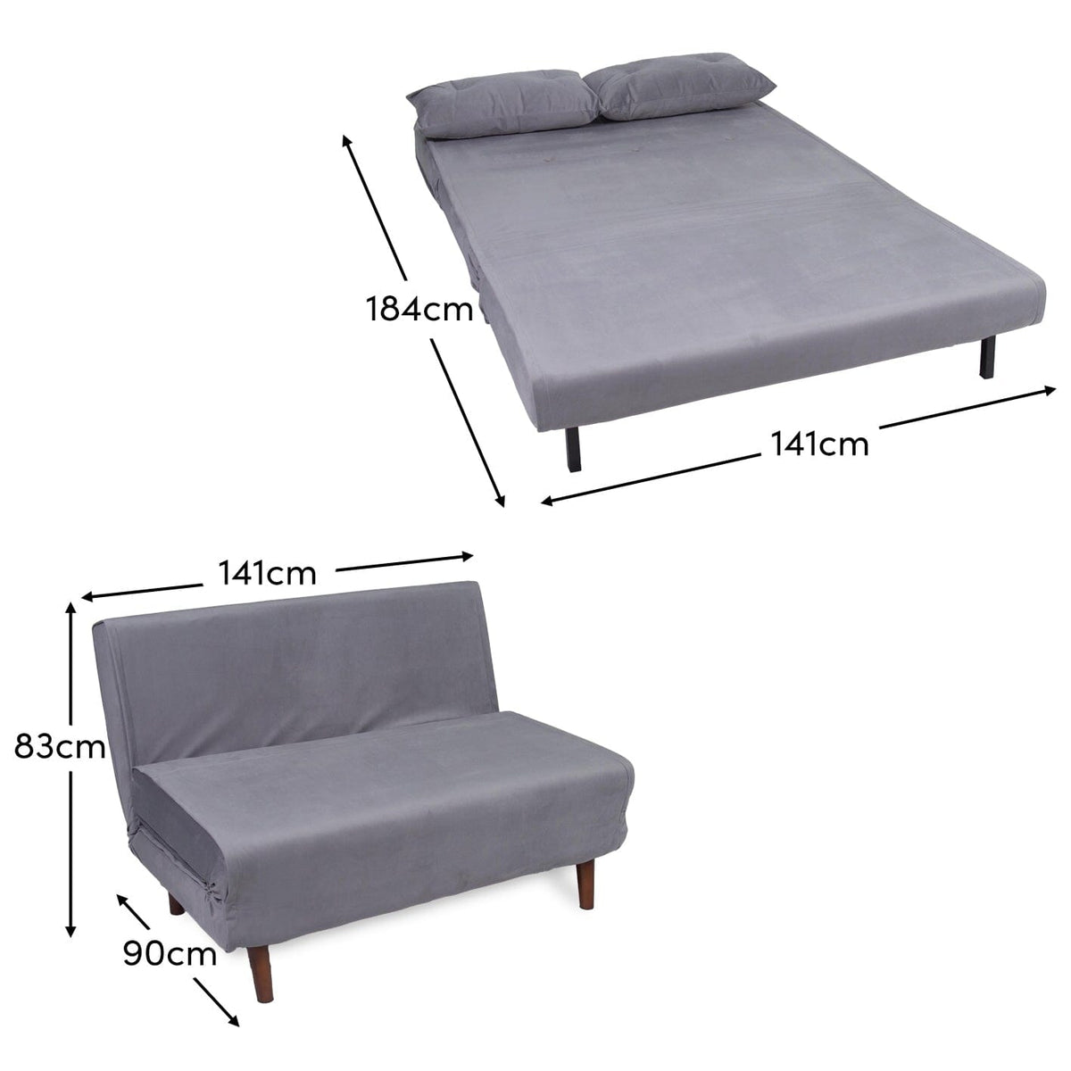 Una Grey Double Sofa Bed - Laura James