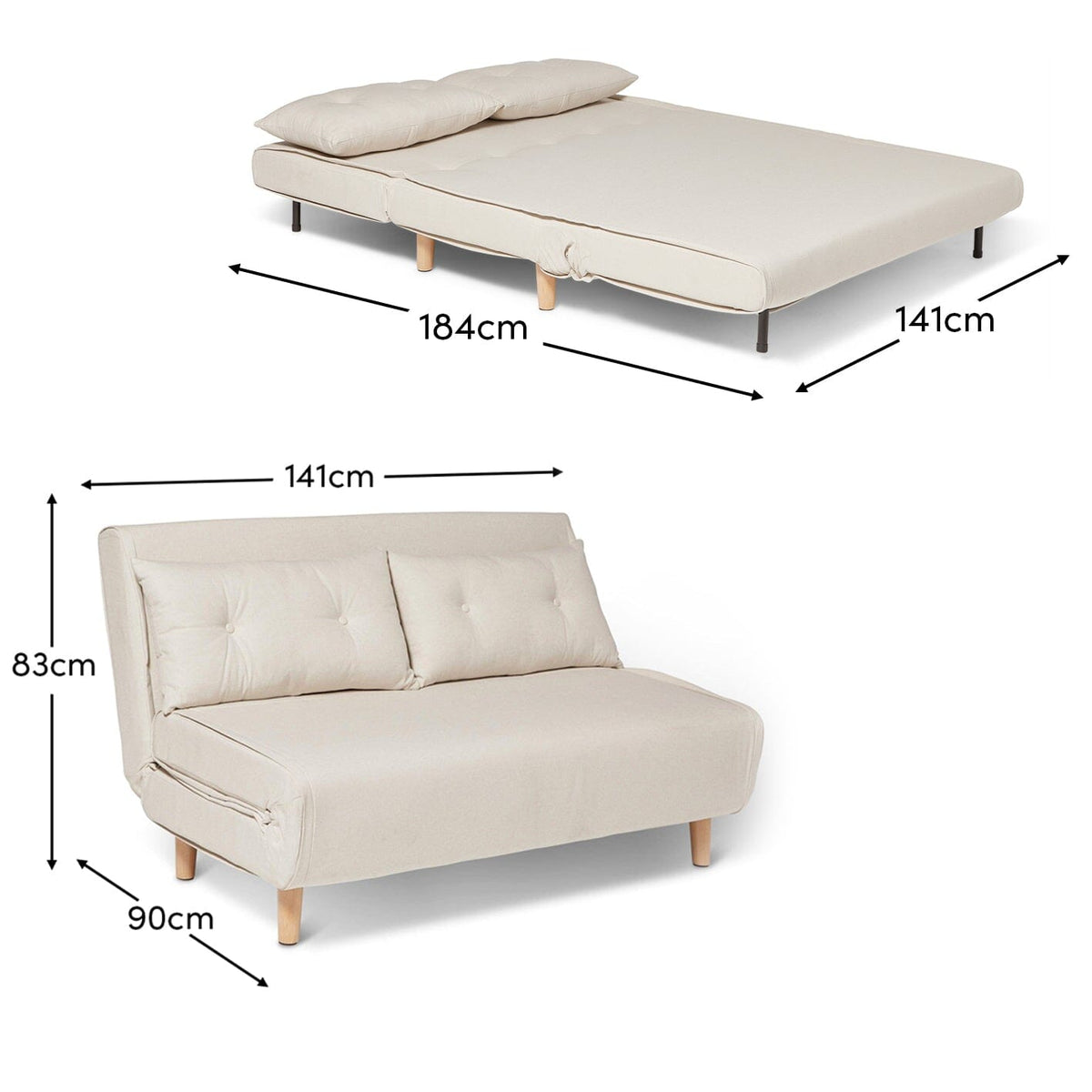 Una Oatmeal Double Sofa Bed - Laura James