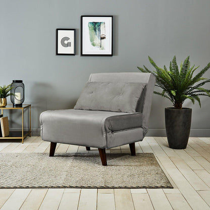Una single sofa bed - grey - velvet - Laura James