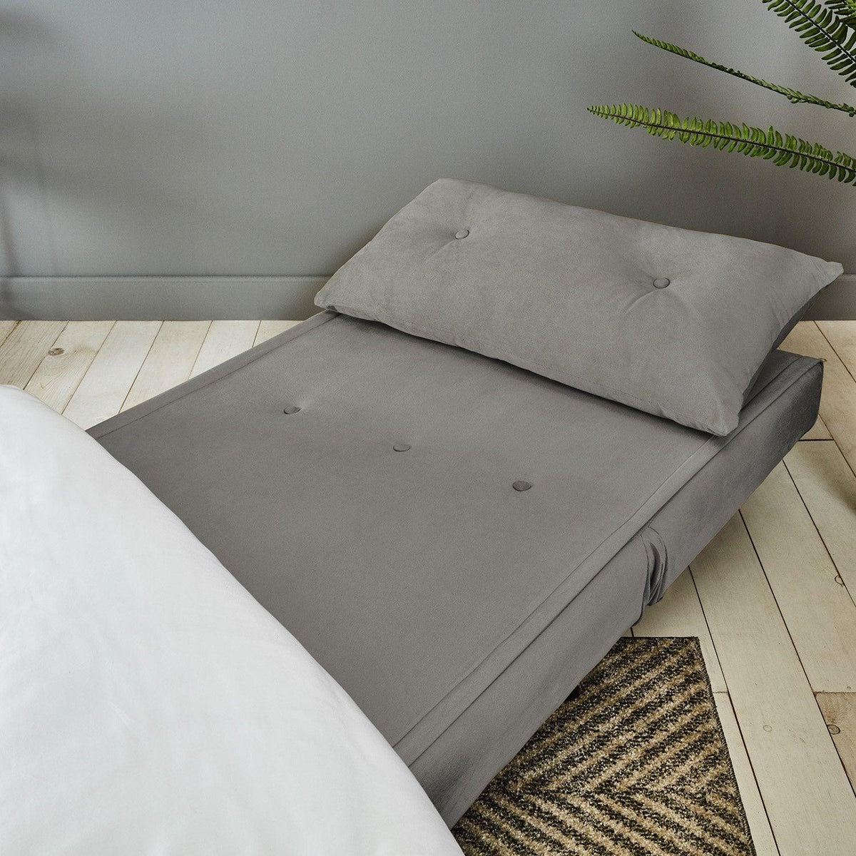 Una single sofa bed - grey - velvet - Laura James