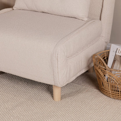 Una Single Teddy Sprung Sofa Bed - Warm White