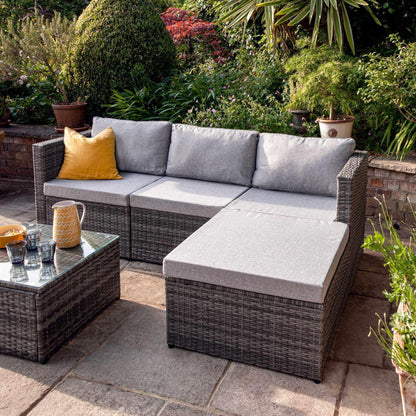 4 Seater Rattan Corner Sofa Set - Grey Weave - Laura James