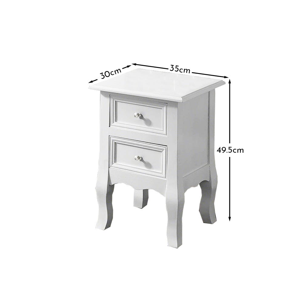 White Bedside Tables (2 Units) Fully Assembled - Laura James