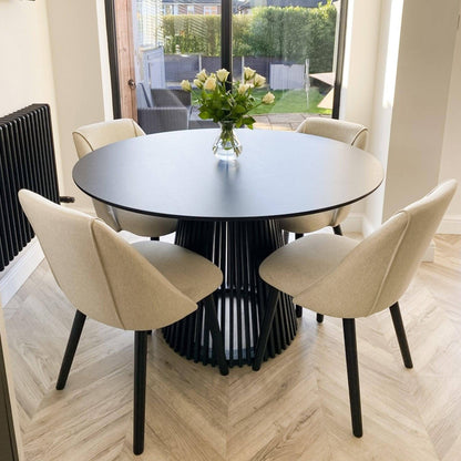 Willow 4 Seater Black Dining Table Set - Freya Oatmeal Dining Chairs with Black Legs - Laura James