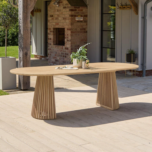 Willow Oval Wooden Garden Table -  White Acacia