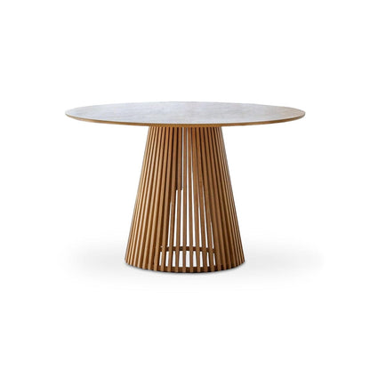 Willow 4 Seater Pale Oak Dining Table Set - Freya Blue Dining Chairs with Pale Oak Legs - Laura James